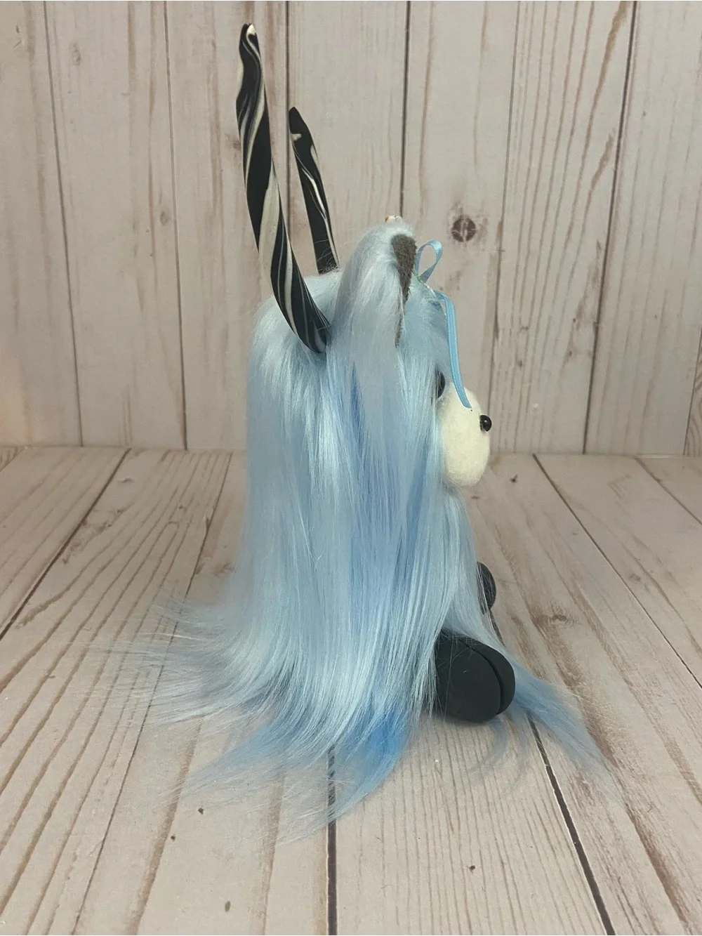 Handmade Baby Boy Nursery Highland Cow Gnome Blue Faux Fur Shower Gift - Picture 6 of 11